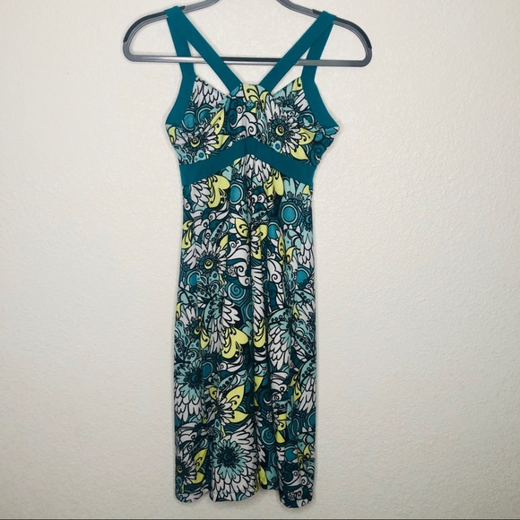 PrAna Floral Teal Dress Small - Picture 2 of 8